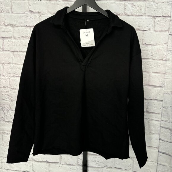 Black Classic Collared Pullover - Medium (NWT) - Picture 1 of 3